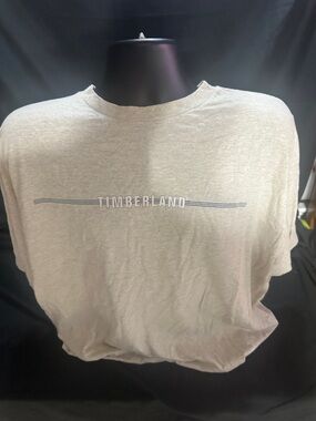 Timberland Men's Light Gray Logo Crew Neck T-Shirt-Y2K design-size XL-#566